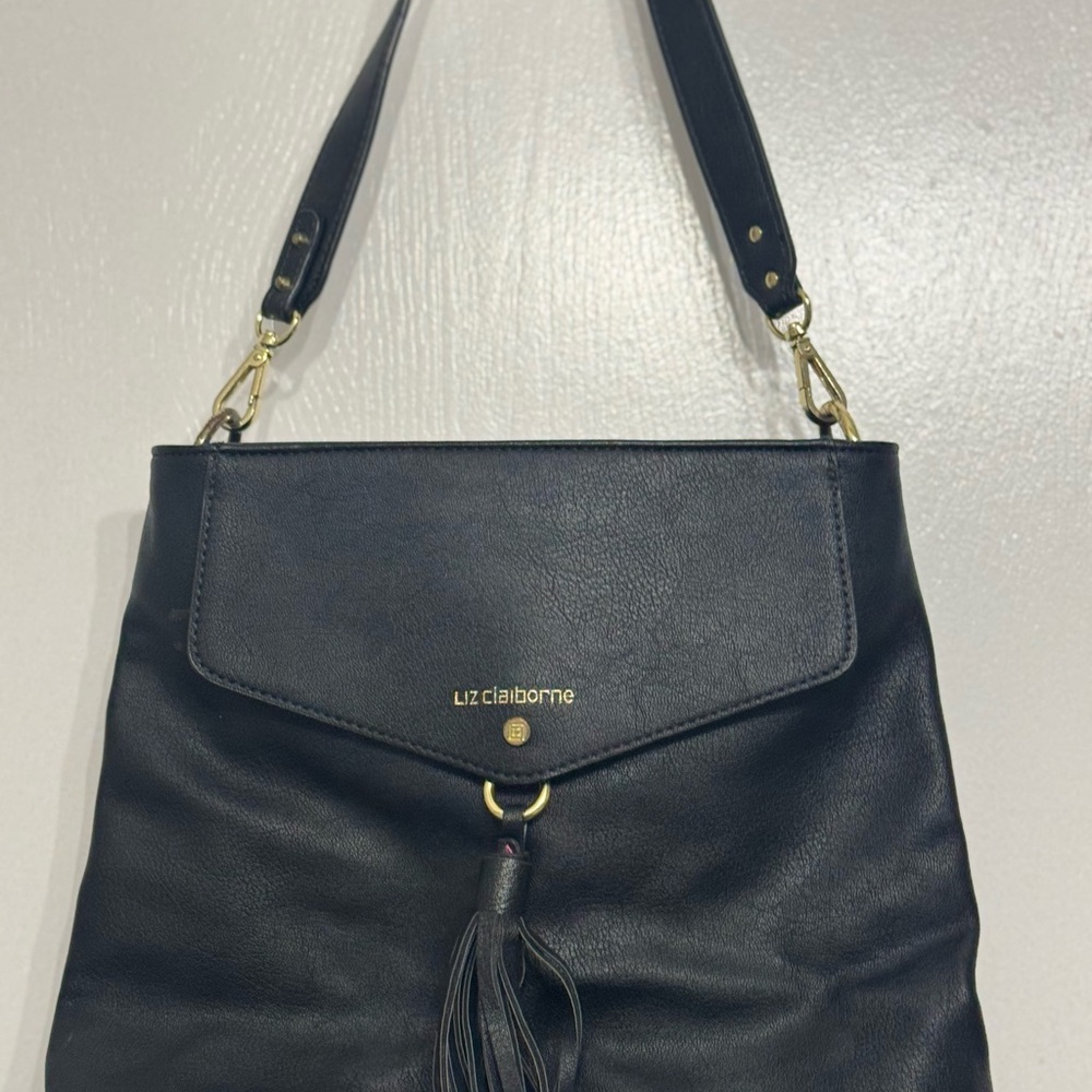 Liz Claiborne Black Leather Shoulder Bag